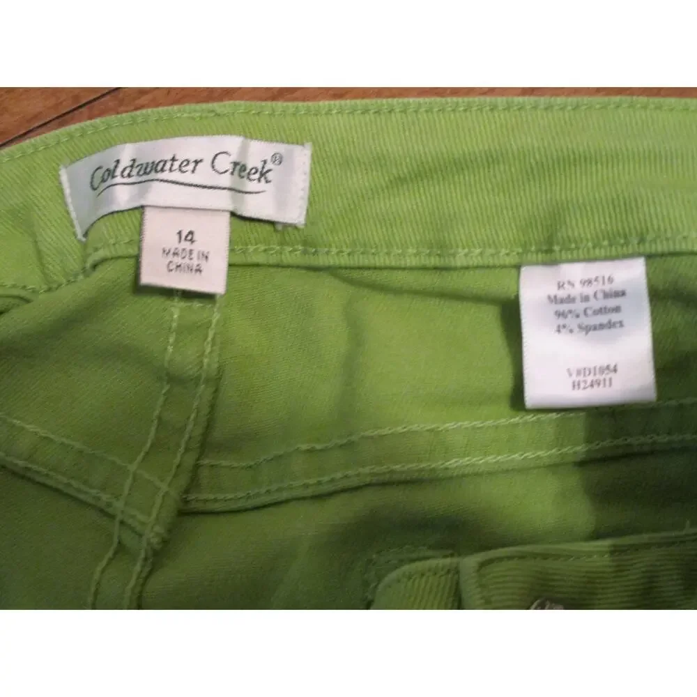 COLDWATER CREEK GREEN ZIP UP CAPRI PANTS SIZE 14